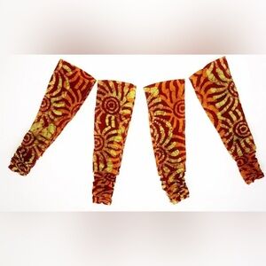 Headband African Fabric Ethnic Thick Elastic Back Stretch Orange Batik Print